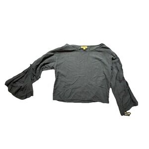 Anthropology Cloth & Stone Blue Rayon Long Bell Lace Up Sleeves Size Small Boho